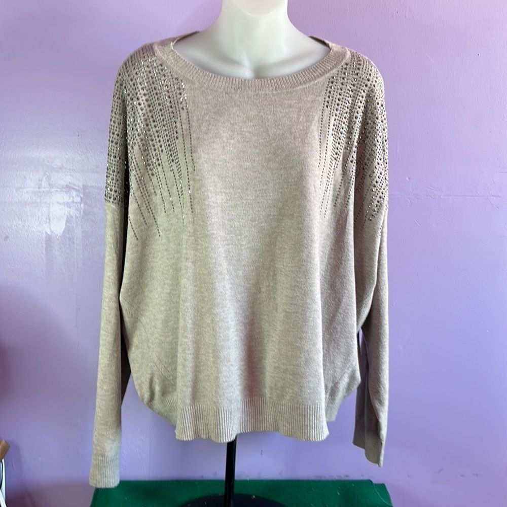 Milano XL Heather Mocha Boat Neck Sweater Long Sleeve Knit Top